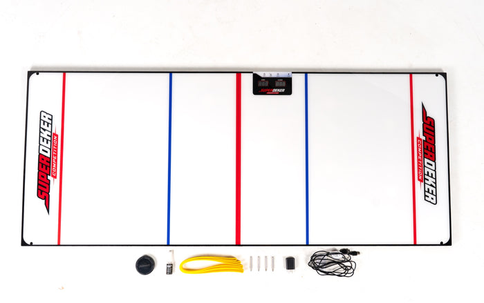 SuperDeker Competition board and included accessories, top-down view